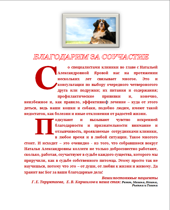 благодарность Айболит Плюс